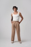 Calça Cintura Alta Luan Taupe Stripe