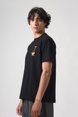 Camiseta Silk Gola Careca Oversized Jungle City Preto Algodão