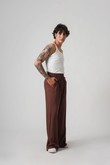 Calça Ampla Ariele 2 Choco Poplin