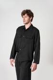 Camisa Manga Longa Com Bolsos Clovis Preto Twill