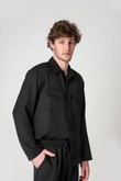 Camisa Manga Longa Com Bolsos Clovis Preto Twill