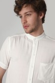 Camisa Gola Padre Com Bolso Pierre 5 Off White Slub