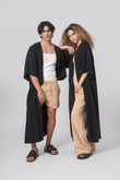 Kimono Longo com Gola Mayumi Preto Lyocel - U