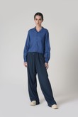 Camisa Cropped Manga Longa Dori 2 Indy Blue Cambraia