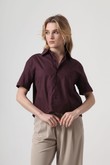 Camisa Cropped Talie - Ameixa Tricoline