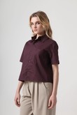 Camisa Cropped Talie - Ameixa Tricoline