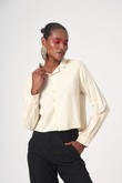 Camisa Cropped Manga Longa Hana Natural Cambraia