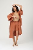 Kimono Midi Com Cinto Ryu Caramelo Tencel