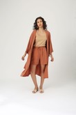 Kimono Midi Com Cinto Ryu Caramelo Tencel