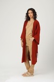 Kimono Midi Com Cinto Ryu Terracota Tencel