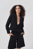 Blazer Cropped de Alfaiataria Vix Preto Alfa