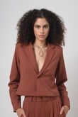 Blazer Cropped de Alfaiataria Vix Brown Alfa