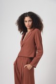 Blazer Cropped de Alfaiataria Vix Brown Alfa