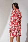 Blazer Oversized Em Linho Adriel Vermelho Estampado Linho