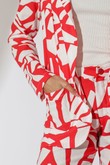 Blazer Oversized Em Linho Adriel Vermelho Estampado Linho