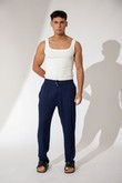 Calça Cintura Alta ILLY Navy Viscose