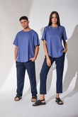 Calça Cintura Alta ILLY Navy Viscose