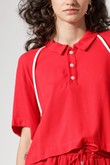 Camisa Cropped Darla Vermelho Viscose Texture