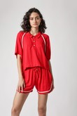 Camisa Cropped Darla Vermelho Viscose Texture