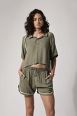 Camisa Cropped Darla Verde Viscose Texture