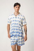 Camisa Estampada Pices Viscose Azul