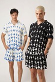 Camisa Estampada Pices Viscose Preto