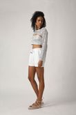 Cropped Top Manguita Paetê Prata
