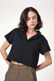 Camisa Cropped Gina Linho Preto