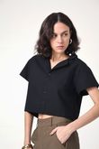 Camisa Cropped Gina Linho Preto