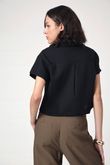 Camisa Cropped Gina Linho Preto