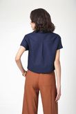 Camisa Cropped Gina Linho Navy