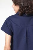 Camisa Cropped Gina Linho Navy