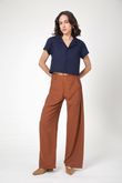 Camisa Cropped Gina Linho Navy