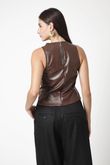 Blusa Regata Olivia P.U Marrom