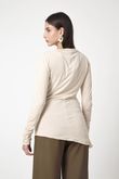 Blusa Assimétrica Nina Malha Areia