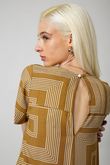Vestido Camisetão Manga Curta Arina Lenço Camel