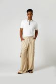Calça Pantalona Yuly Natural Escuro Linho