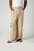 Calça Pantalona Yuly Natural Escuro Linho