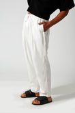 Calça De Pregas e Cordão Yon Off White Linho