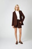 Blazer Maxi Lizzo 4 Marrom Linho