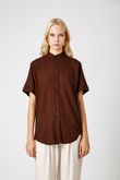 Camisa Gola Padre Pierre 8 Marrom Linho