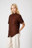 Camisa Gola Padre Pierre 8 Marrom Linho