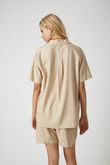 Camisa Manga Curta Linus 2 Natural Escuro Linho