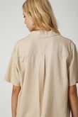Camisa Manga Curta Linus 2 Natural Escuro Linho