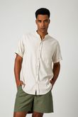 Camisa Gola Padre Pierre 8 Natural Claro Linho