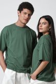 Camiseta Oversized Gola Careca T25 Musgo Algodão
