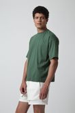 Camiseta Oversized Gola Careca T25 Musgo Algodão