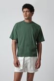 Camiseta Oversized Gola Careca T25 Musgo Algodão