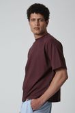 Camiseta Oversized Gola Careca T25 Marrom Algodão