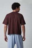 Camiseta Oversized Gola Careca T25 Marrom Algodão